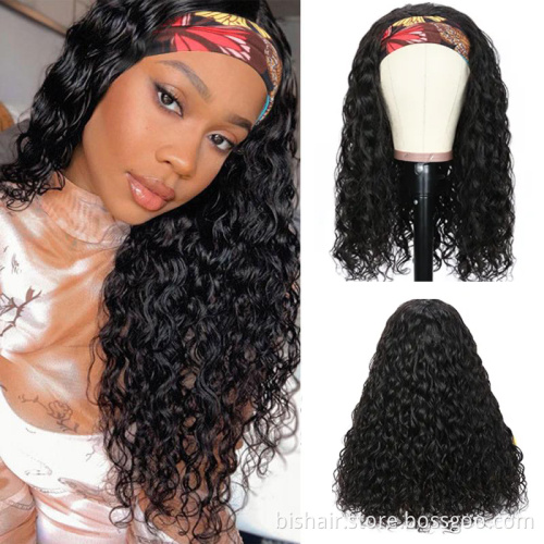 BIS Headband Wig Human Hair Water Wave 150% Density Brazilian Headband Wigs Remy Human Hair For Black Women 10-28 Inch